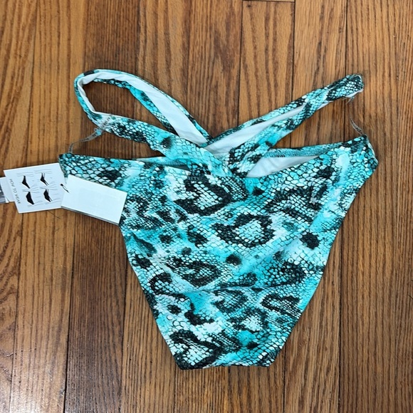 Sundazed Riley Snake-Print Stappy Bikini Bottoms Black Size Small NWT - Picture 3 of 9